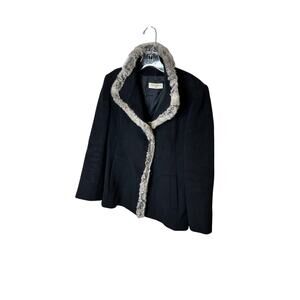 Cinzia Rocca Icons Black Jacket with Cream Fur Trim